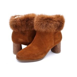 Antelope Oona Womens 6 Ankle Boots Brown Suede Fluffy Fur Trim Bootie EUR 37